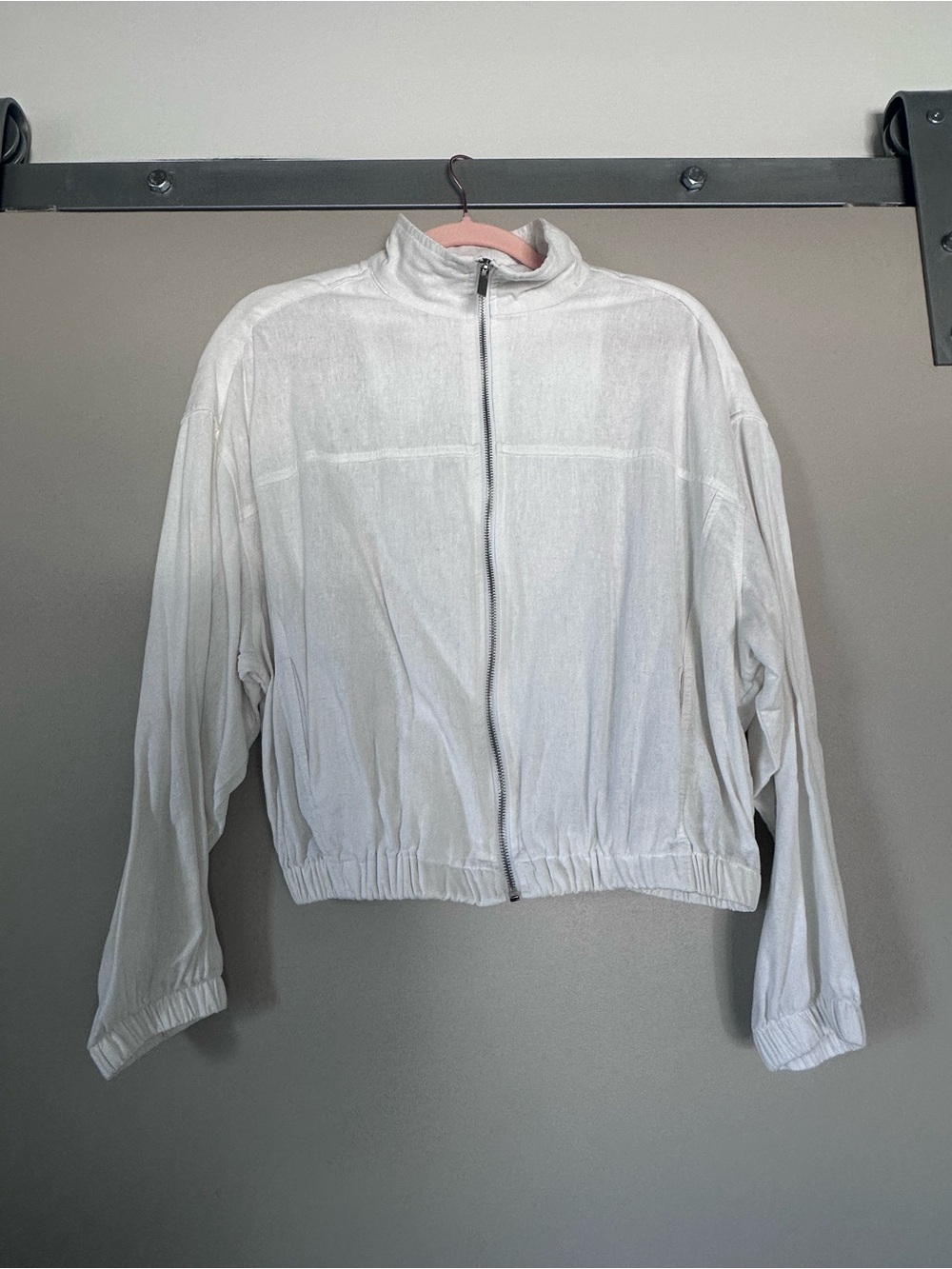 Nicole Miller White Linen Blend Zip Jacket – Size S – NWOT ✨